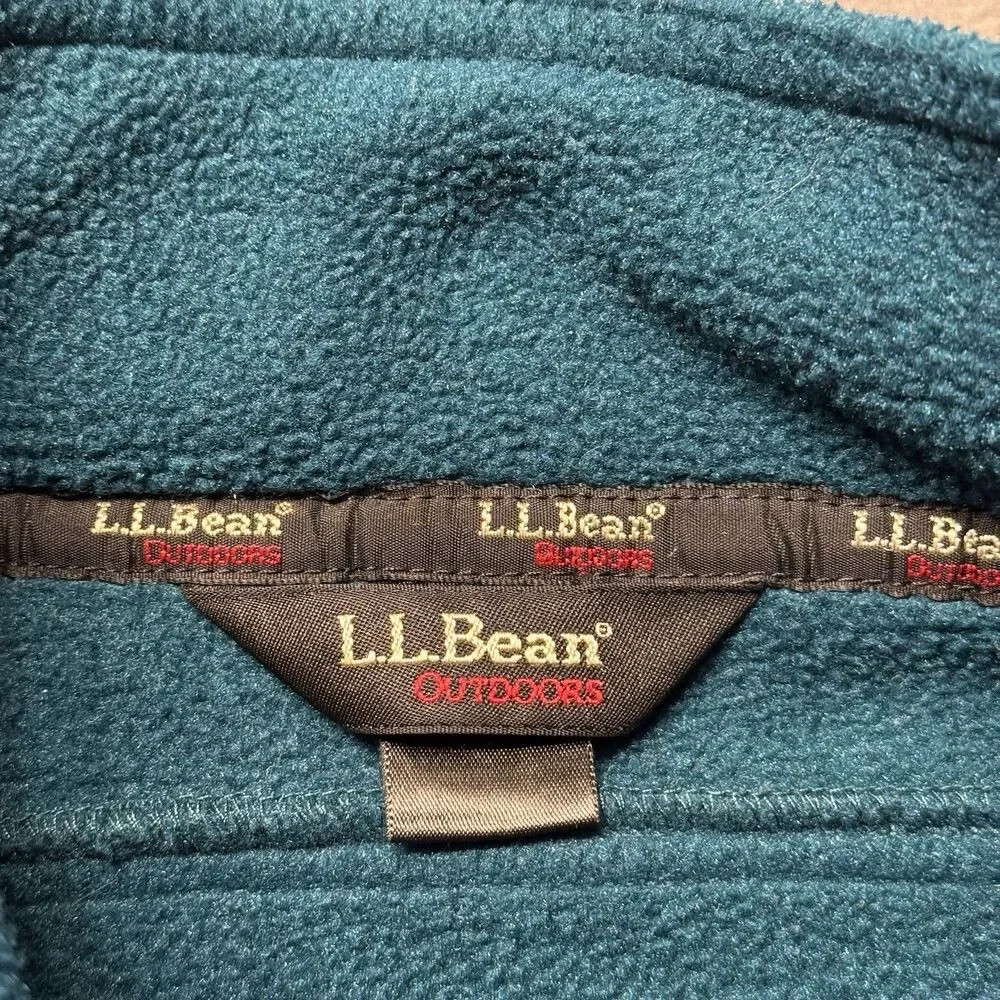 LL Bean Womens Medium Regular Fleece Jacket Teal Green Full Zip Outdoor Warm EUC